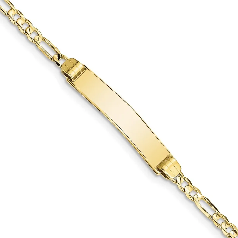 10k Yellow Gold Figaro Link ID Bracelet, 7" (W-5.25mm)