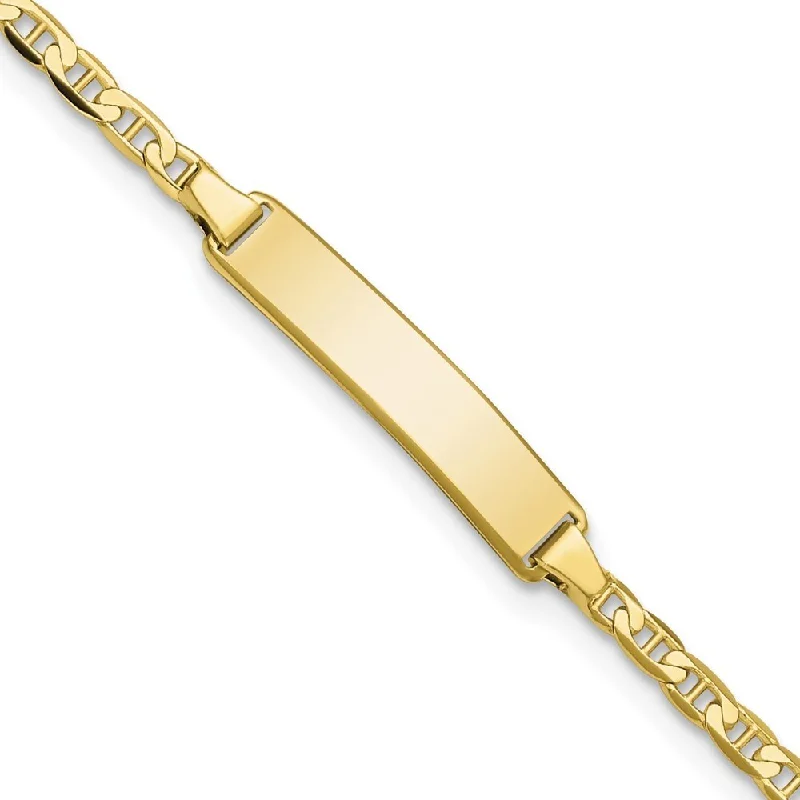 10k Yellow Gold Flat Anchor Link ID Bracelet, 5.5" (W-4.3mm)