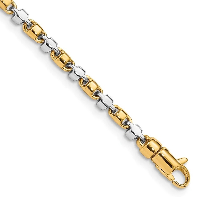 14k Two-tone 2.6mm Hand-polished Fancy Link Bracelet, 7"