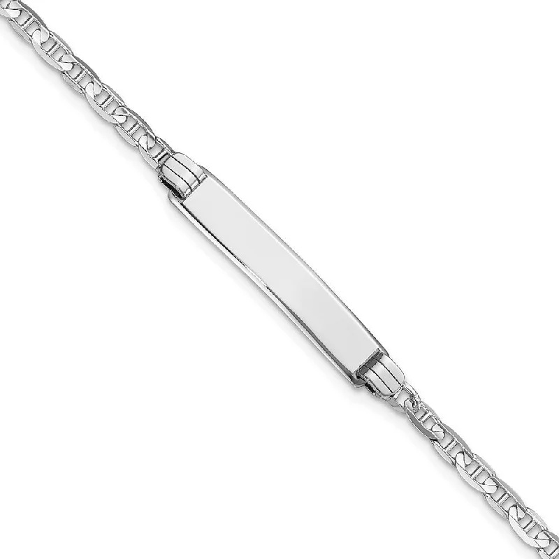 14k White Gold 4.5mm Anchor Link ID Bracelet, 7"