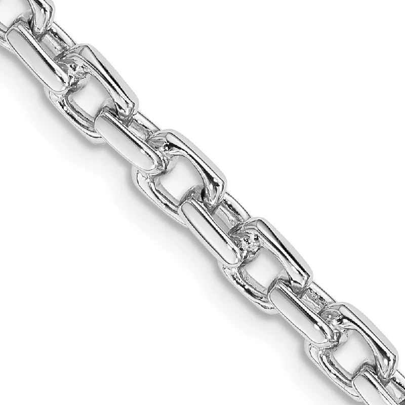 14k White Gold 4.6mm Hand-polished Link Bracelet, 7"