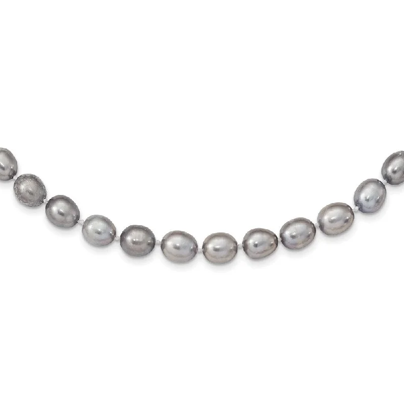 14k White Gold 8-9mm Grey Rice Freshwater Cultured Pearl Bracelet, 7.25"