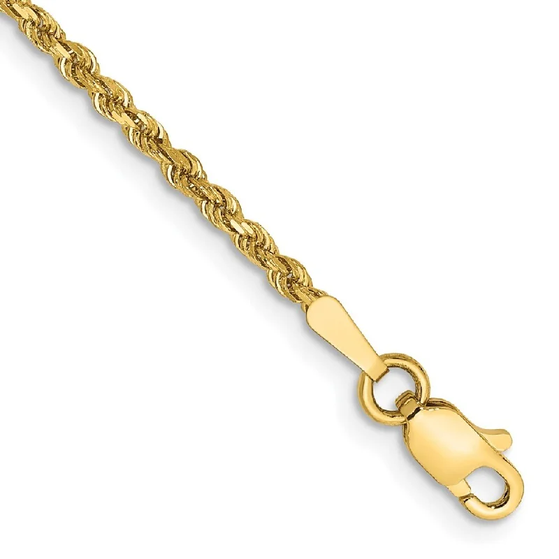 14k Yellow Gold 1.75mm Diamond-Cut Rope with Lobster Clasp Chain Bracelet, 5.5"