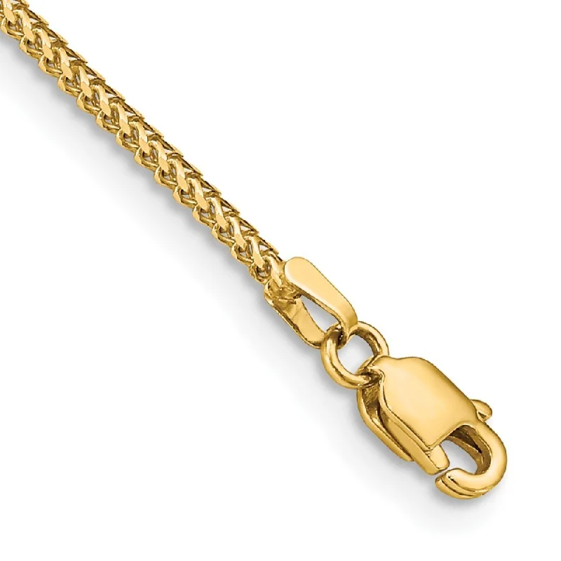 14k Yellow Gold 1mm Franco Chain Bracelet, 7"