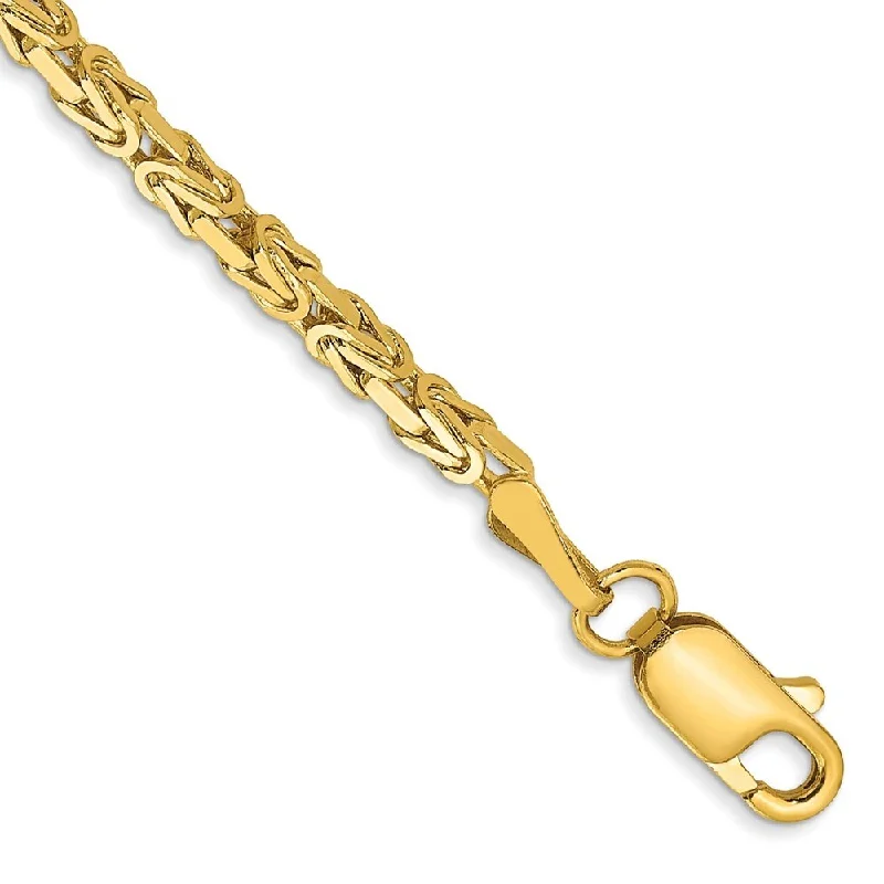 14k Yellow Gold 2mm Byzantine Chain Bracelet, 7"