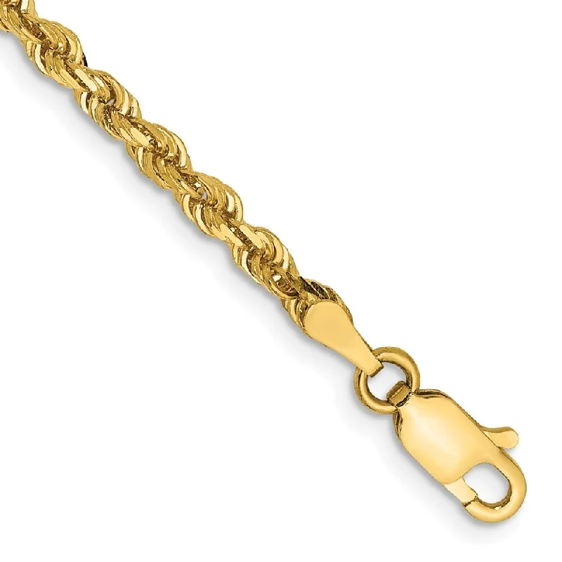 14k Yellow Gold 3.0mm Diamond-Cut Quadruple Rope Chain Bracelet, 7"