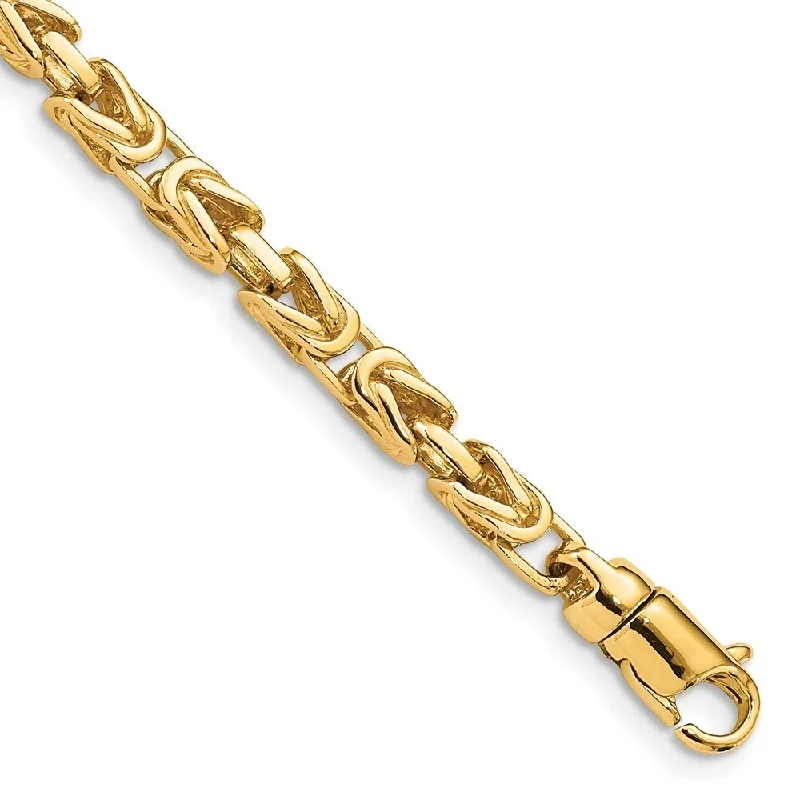 14k Yellow Gold 4.1mm Hand-polished Byzantine Link Bracelet, 7.5"