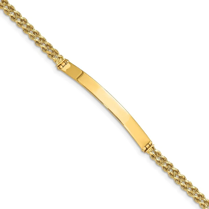 14k Yellow Gold 5mm Two Strand Rope ID Bracelet, 7"