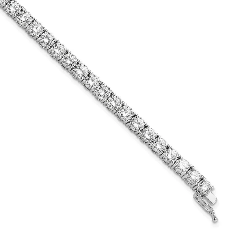 925 Sterling Silver Rhodium Plated Cubic Zirconia Bracelet, 7"