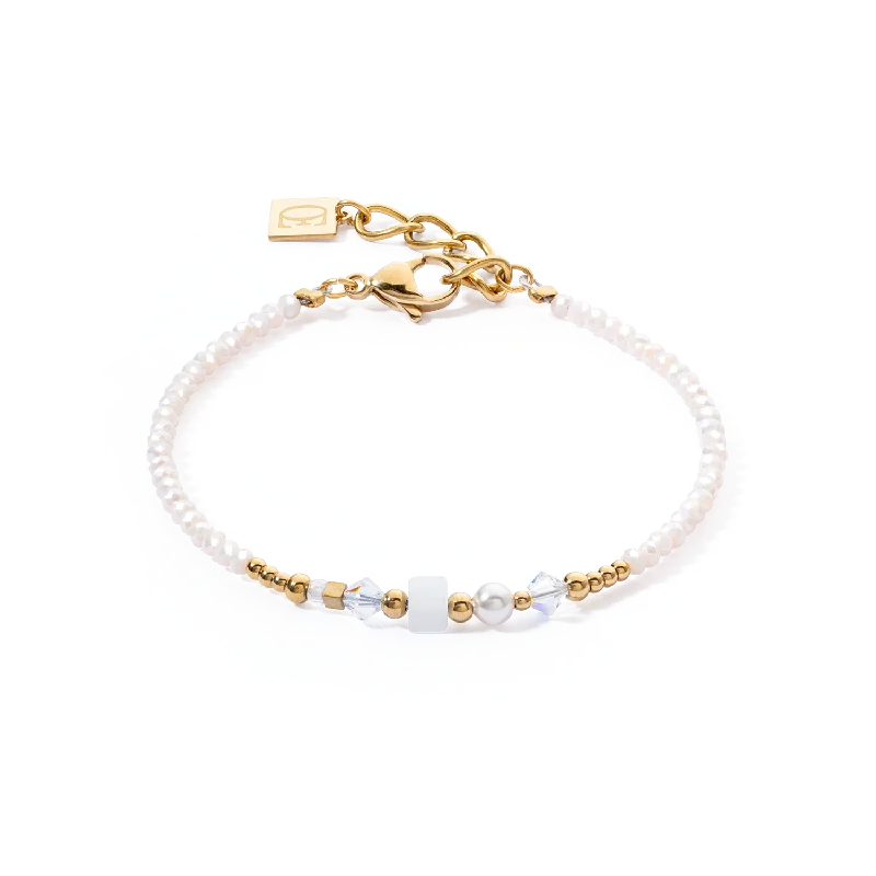 Bracelet Square Stripes gold-white