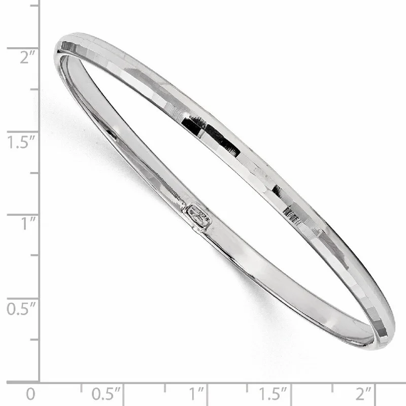 Curata 10k White Gold 8" 4.25mm Slip on Polished Stackable Bangle Bracelet