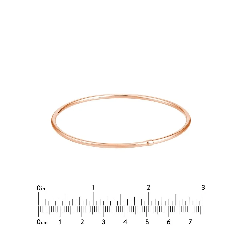 Curata 14k Rose Gold 8" 2.35mm Plain Round Tube Stackable Bangle Bracelet