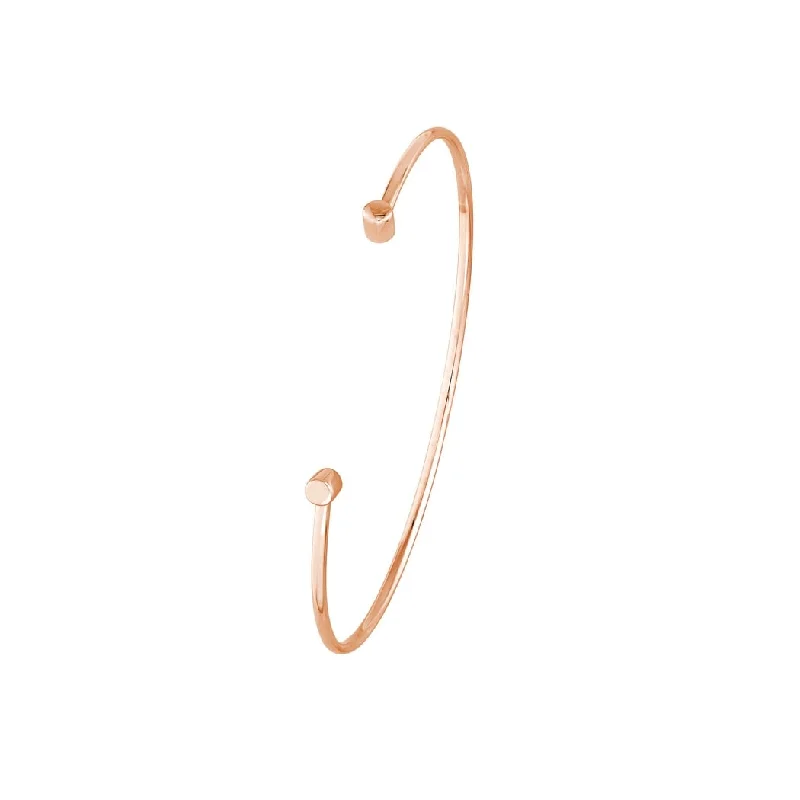 Curata 14k Rose Gold Cylinder End Element Cuff Stackable Bangle Bracelet