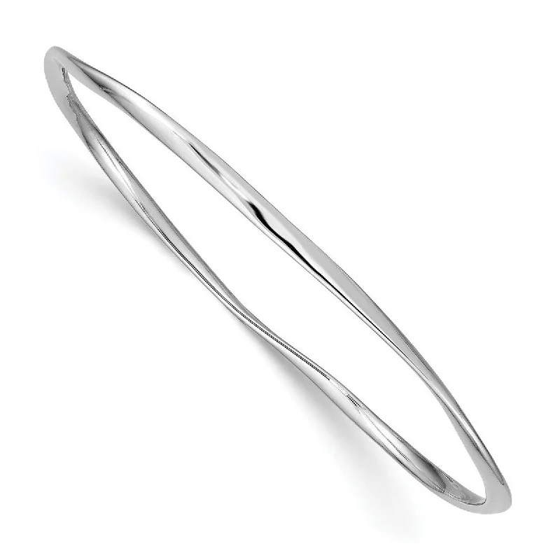 Curata 925 Sterling Silver 7" 2.25mm Solid Slip on Polished Bangle Bracelet