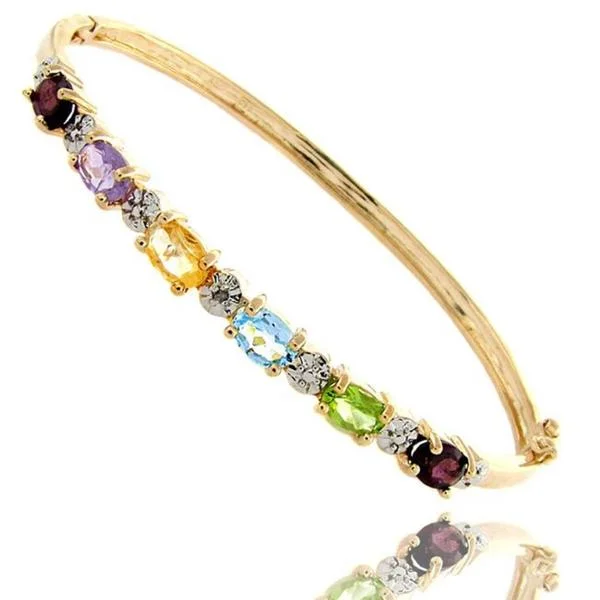 Dolce Giavonna Gold over Silver Multi-gemstone and Diamond Accent Bangle Bracelet