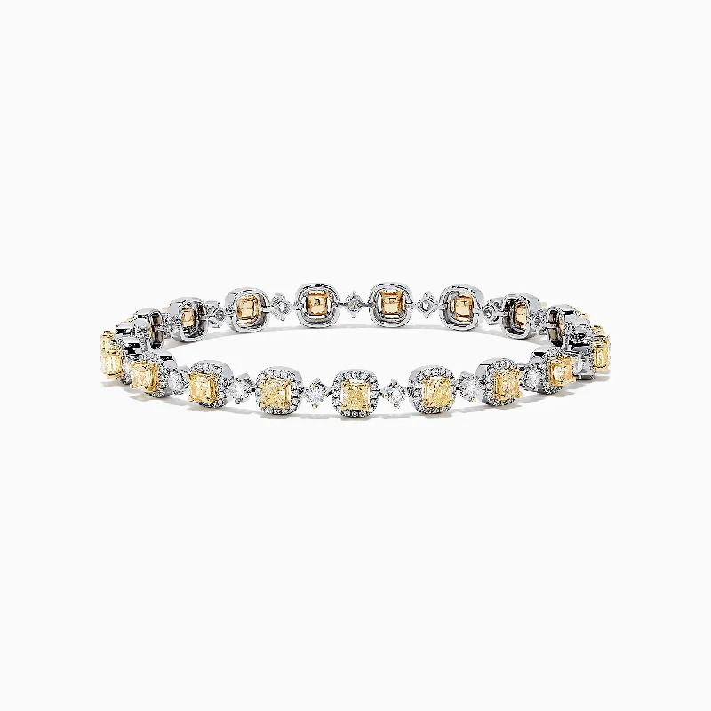 Canare 18K Gold Yellow & White Diamond Tennis Bracelet, 4.71 TCW