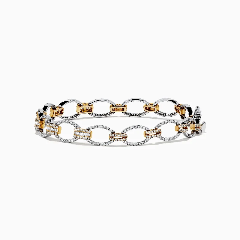 Duo 14K White and Yellow Gold Diamond Chain Link Tennis Bracelet, 2.01 TCW