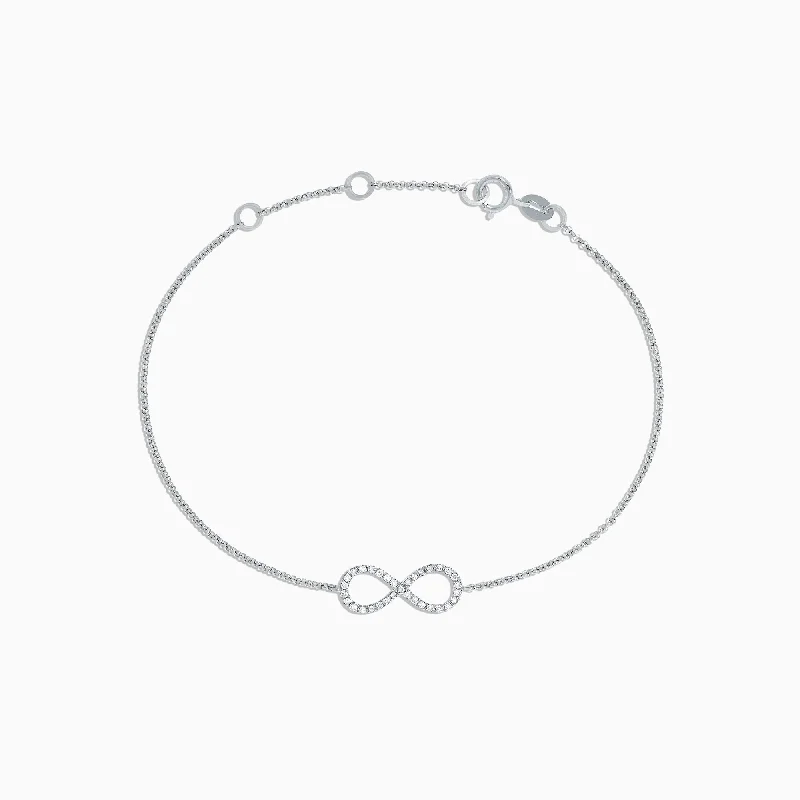 Novelty 14K White Gold Diamond Infinity Bracelet, 0.12 TCW