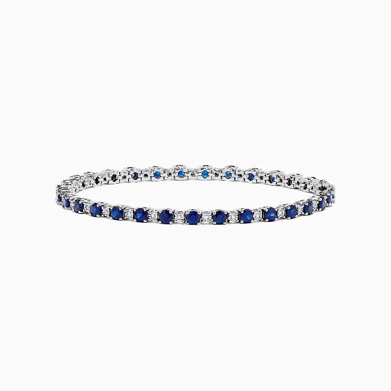 Royale Bleu 14K Gold Sapphire and Diamond Tennis Bracelet, 4.24 TCW