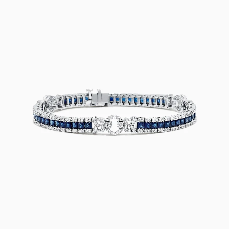 Royale Bleu 14K White Gold Sapphire and Diamond Bracelet, 7.66 TCW