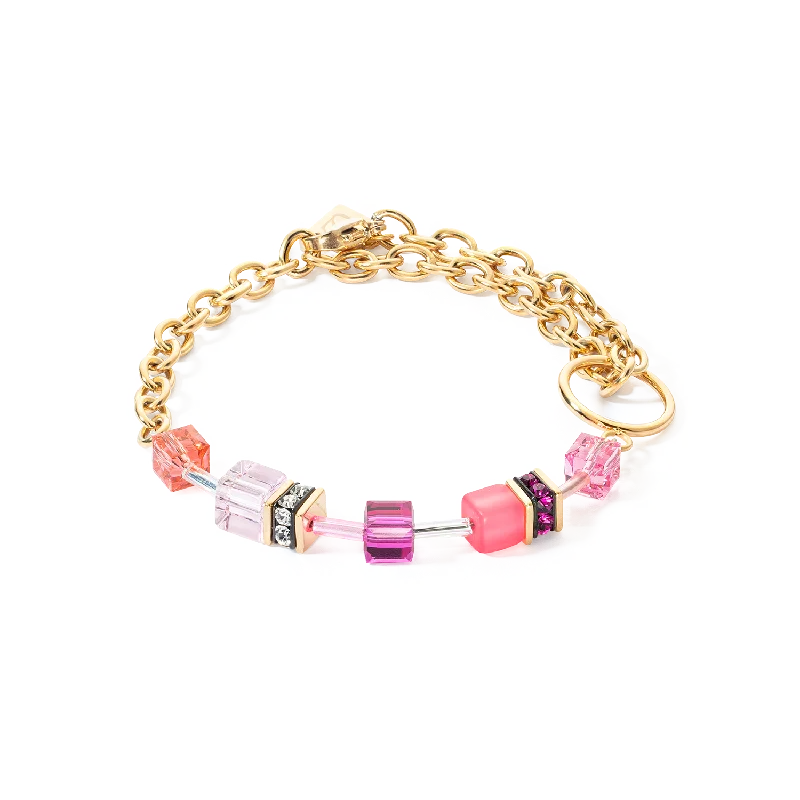 GeoCUBE® Iconic Chain bracelet gold-magenta