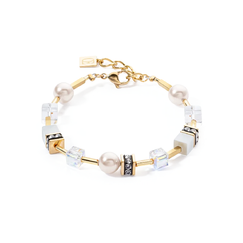 GeoCUBE® Iconic Pearl Mix bracelet gold-white