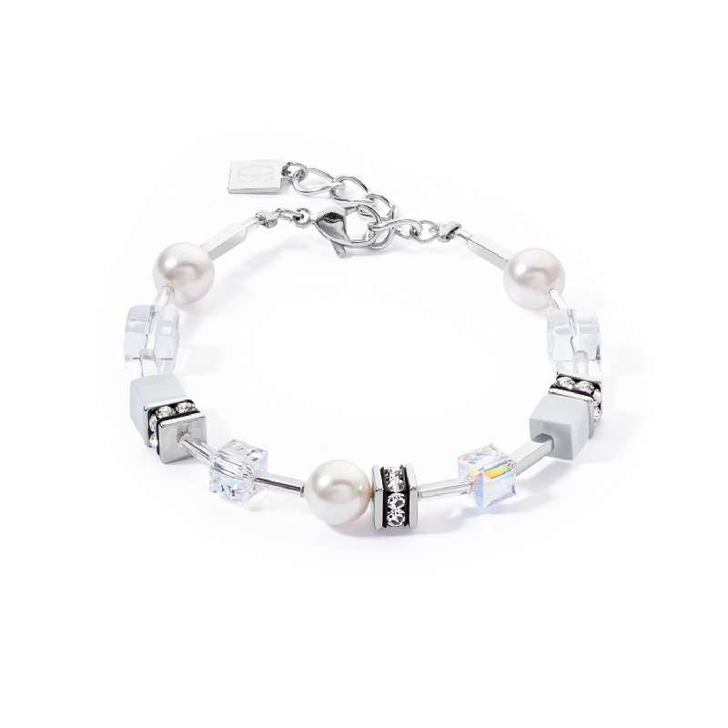 GeoCUBE® Iconic Pearl Mix bracelet silver-white