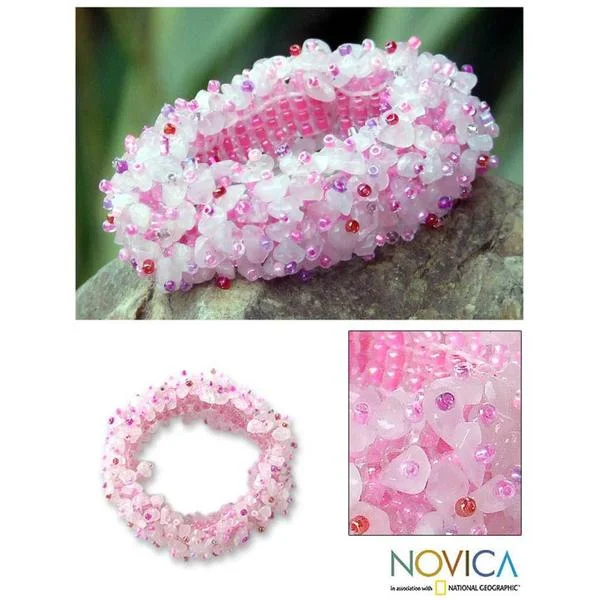 Handmade 'Perfect in Pink' Rose Quartz Stretch Bracelet (Thailand)