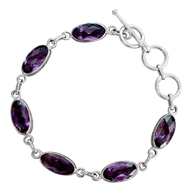 Handmade Sterling Silver 'Regal Violet' Amethyst Bracelet (India)