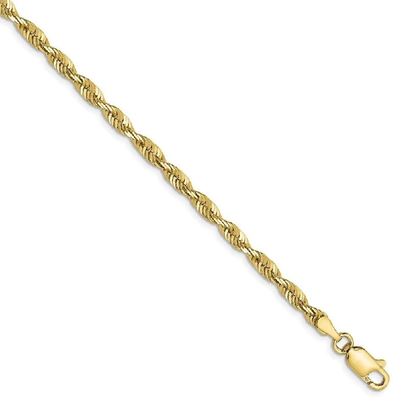 Leslie's 10k Yellow Gold 3mm Diamond-Cut Lightweight Rope Chain Bracelet, 7"