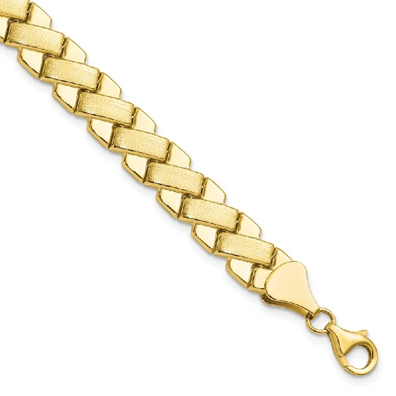 Leslie's 10k Yellow Gold Criss Cross Fancy Bracelet, 7.25" (W-8mm)