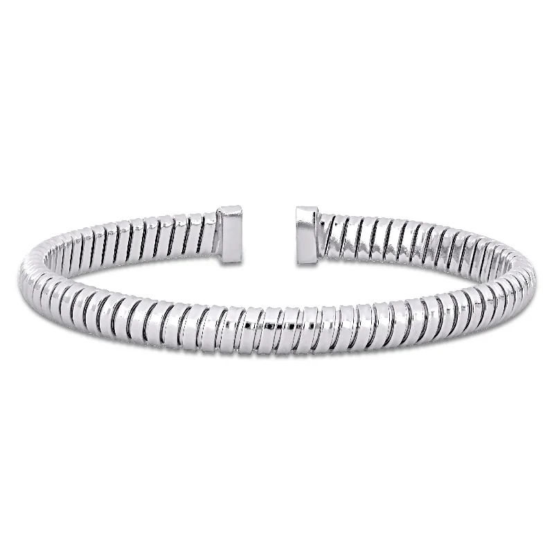 Miadora 5.5mm Omega Style Flexible Bangle in Sterling Silver