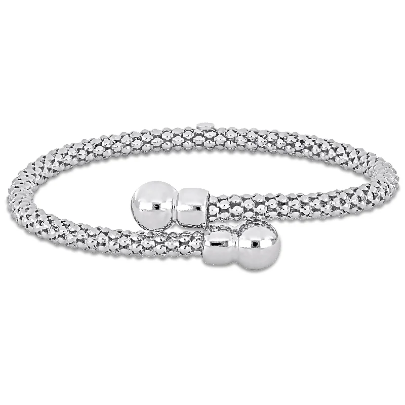 Miadora Popcorn Style Flexible Bangle in Sterling Silver