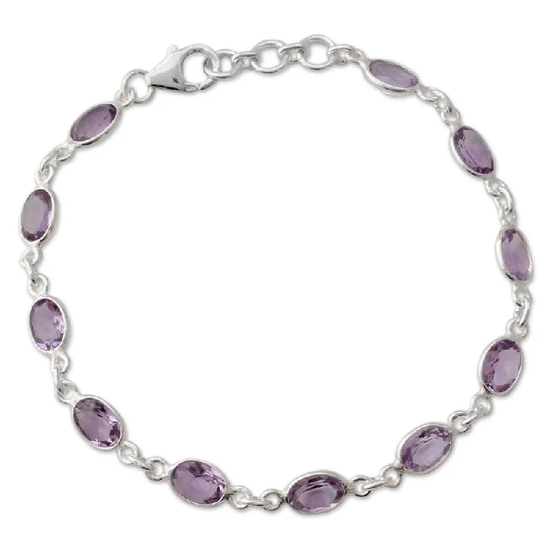 NOVICA Handmade Romantic Violet Sterling Silver Bracelet (India)