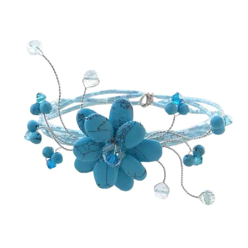 NOVICA Handmade Sky Bouquet Turquoise Beaded Bracelet (Thailand)