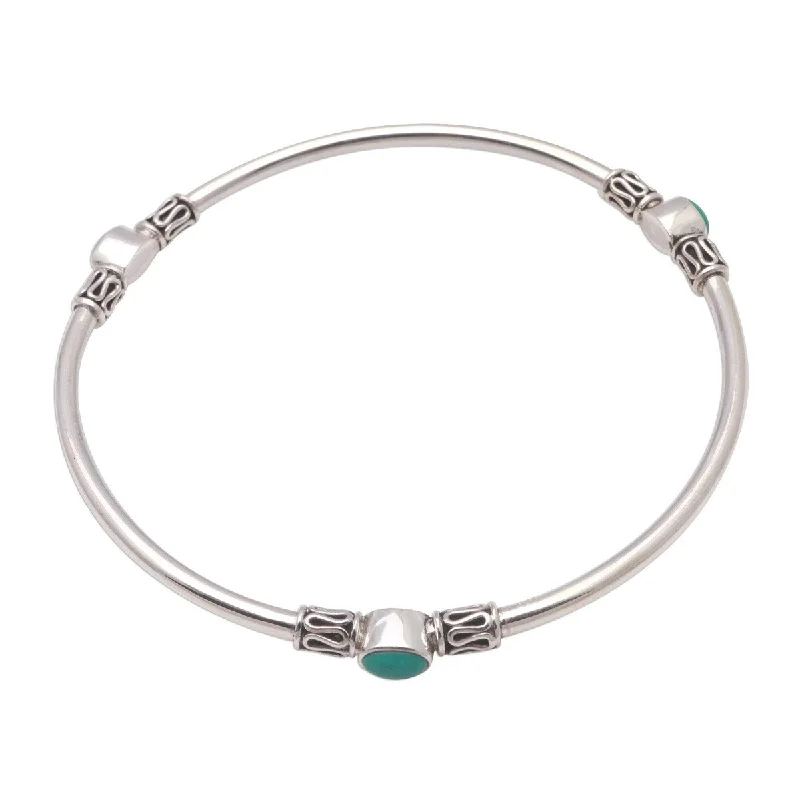 NOVICA Harmony of Three, Turquoise bangle bracelet