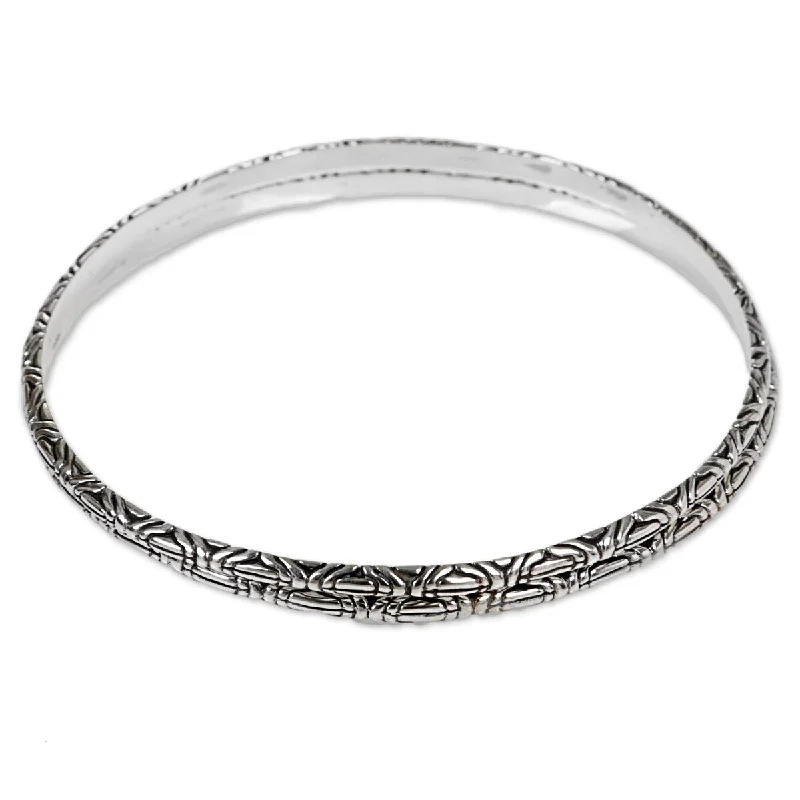 NOVICA Indonesian Moon, Sterling silver bangle bracelets (pair)