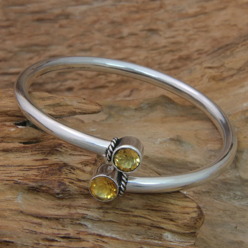 Shooting Stars Citrine & Silver Bangle Bracelet