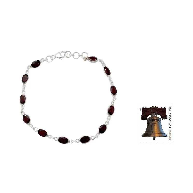 Sterling Silver Garnet 'Romantic Red' Bracelet