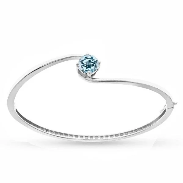 Sterling Silver Sky Blue Topaz Solitaire Bangle Bracelet