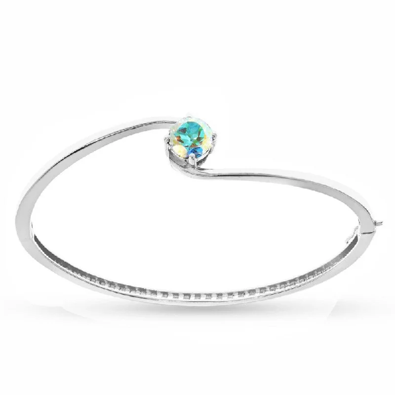 Sterling Silver with Mercury Opal Topaz Bangle Bracelet-8 Inch