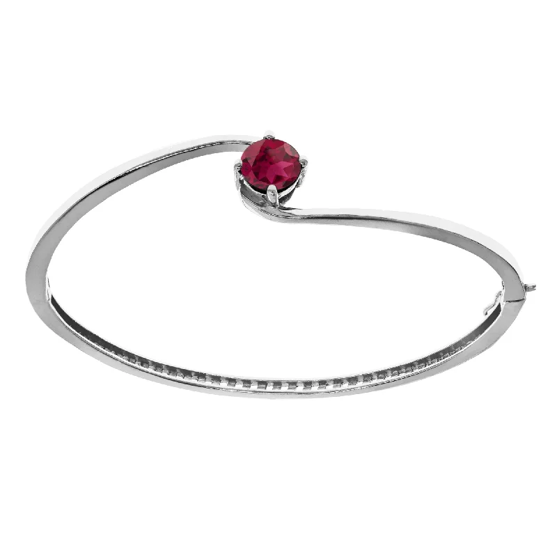 V3 Jewelry Sterling Silver 2.25 Carat Round Ruby Solitaire Bangle Bracelet