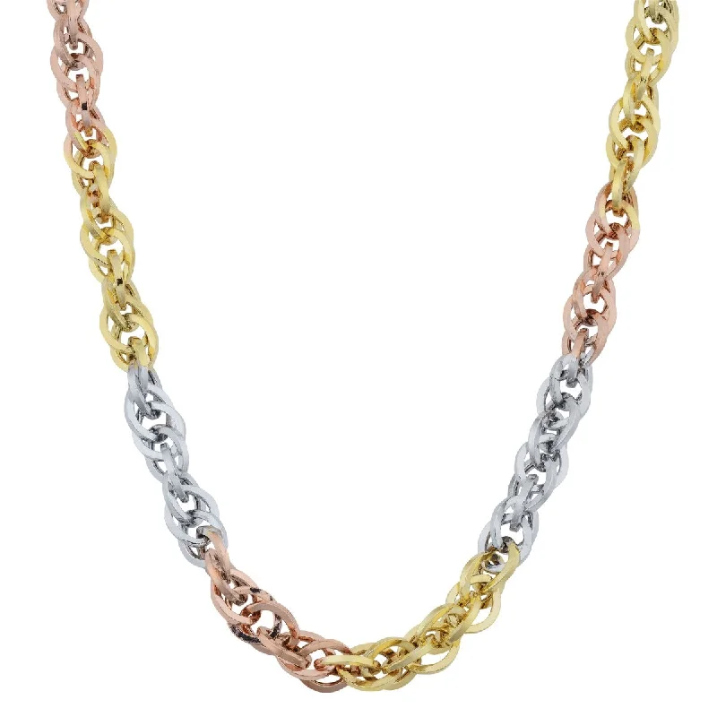 10KT Gold Tri-Color 20-inch 4MM Cable Double Link Chain