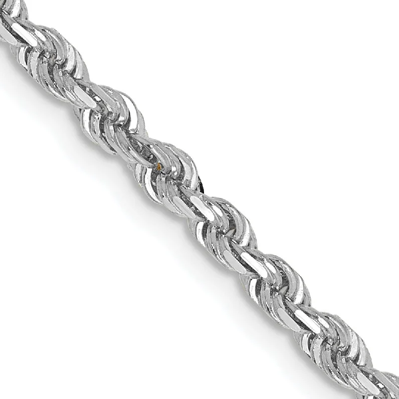 10KT White Gold 22-inch 3MM Diamond-cut Rope Chain