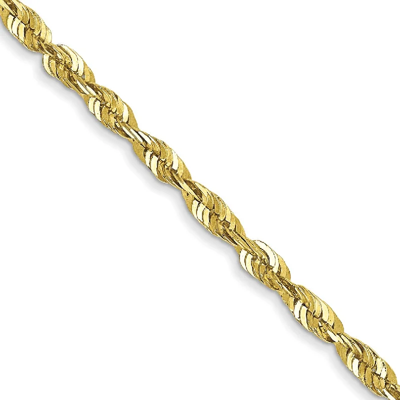 10KT Yellow Gold 18-inch 1.8MM Diamond-cut Lobster Clasp Rope Extra-Light Chain