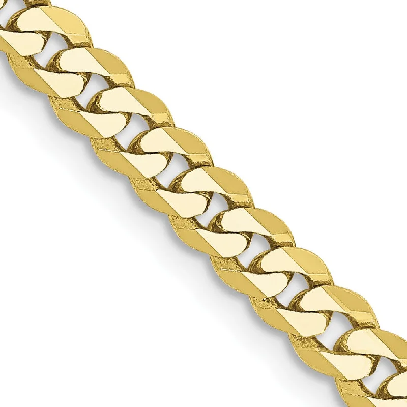 10KT Yellow Gold 24-inch 3.2MM Flat Beveled Curb Chain