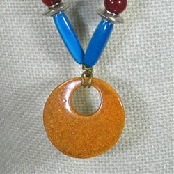 Multi-colored Tagua Nut and Ceramic Pendant Necklace