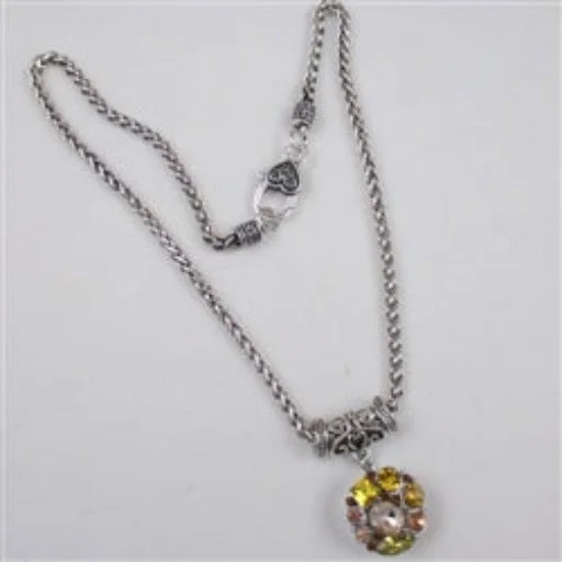 Gold Multi-stone Crystal Pendant Necklace