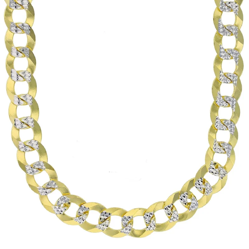 14KT White and Yellow Gold 26-inch 10.5MM Cuban Link Pave Chain