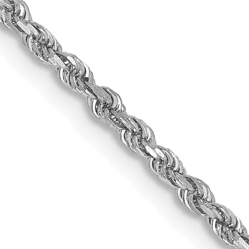 14KT White Gold 24-inch 1.75MM Diamond-cut Lobster Clasp Rope Chain